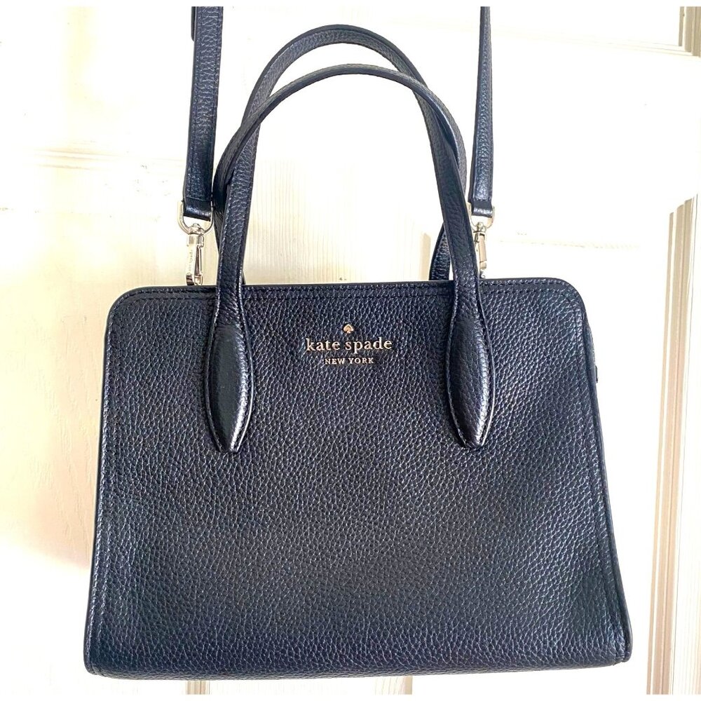 Kate Spade ROWE 8x10x6" black‎ leather SATCHEL +shoulder crossbody (no tassel)